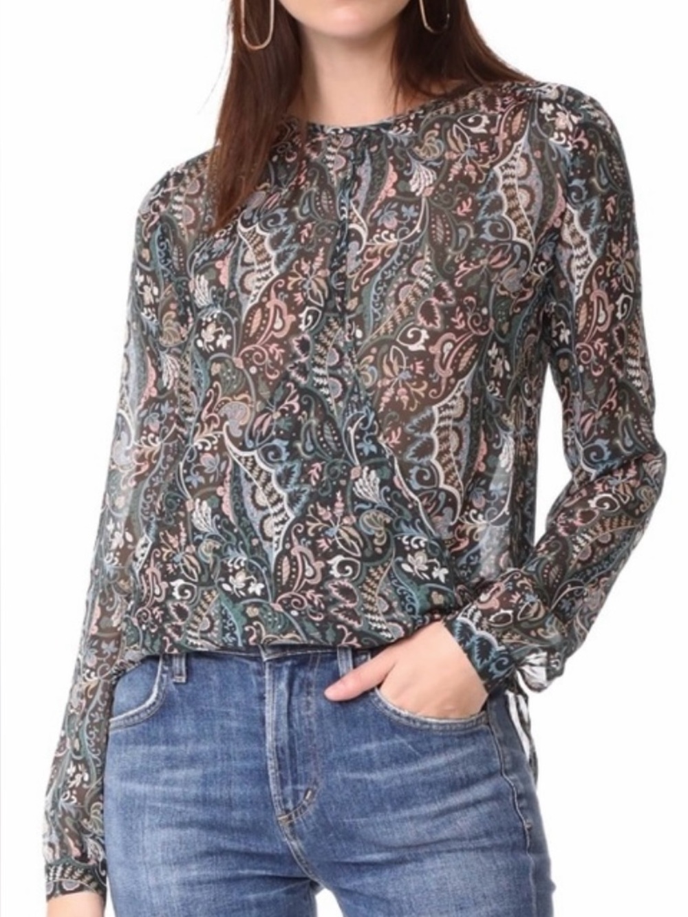 VERONICA BEARD PRINTED SILK TOP